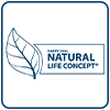 Icon mit einem Blatt und dem Text "Natural Life Concept"
