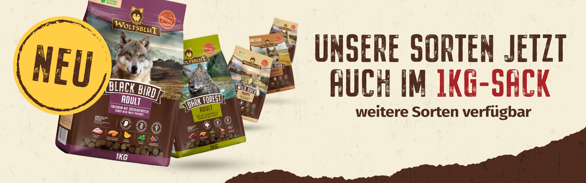 Wolfsblut 1 Kilogramm Trockefutter Varianten