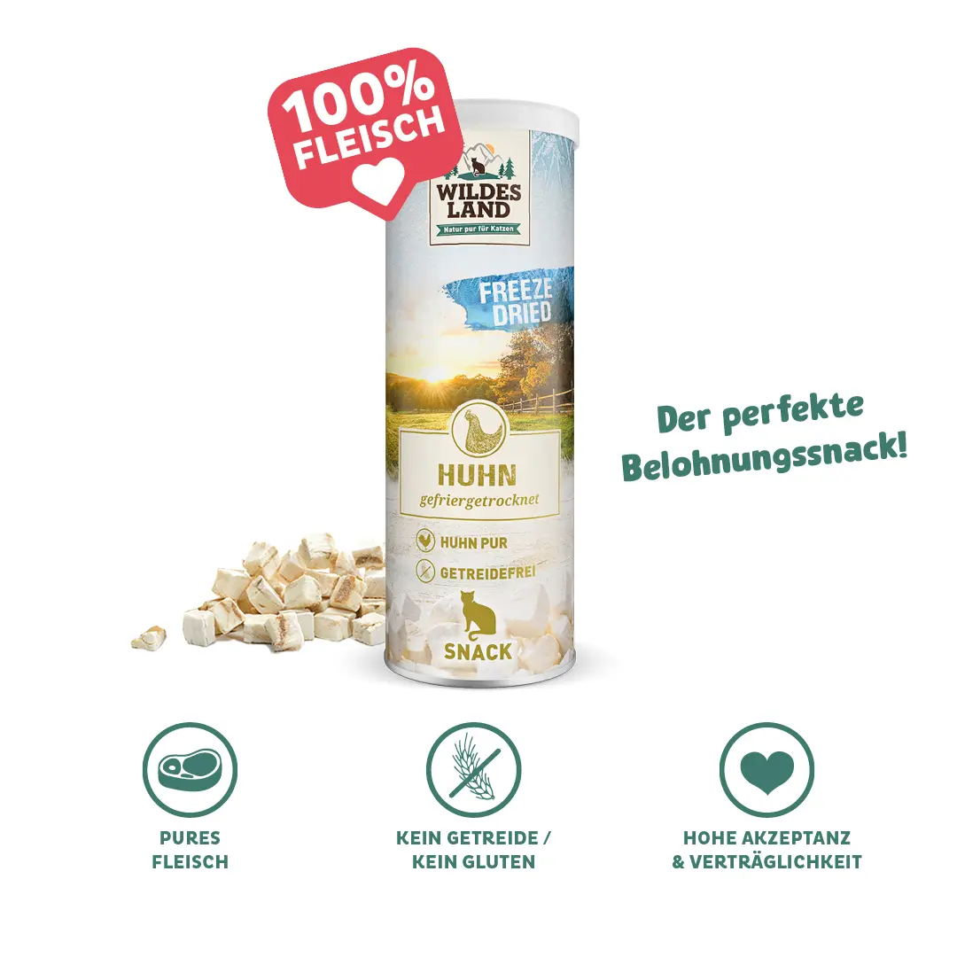 Eine Tüte Fleischsnacks Ente von Wildes Land: Der perfekte Snack für zwischendurch! 93% Fleisch!