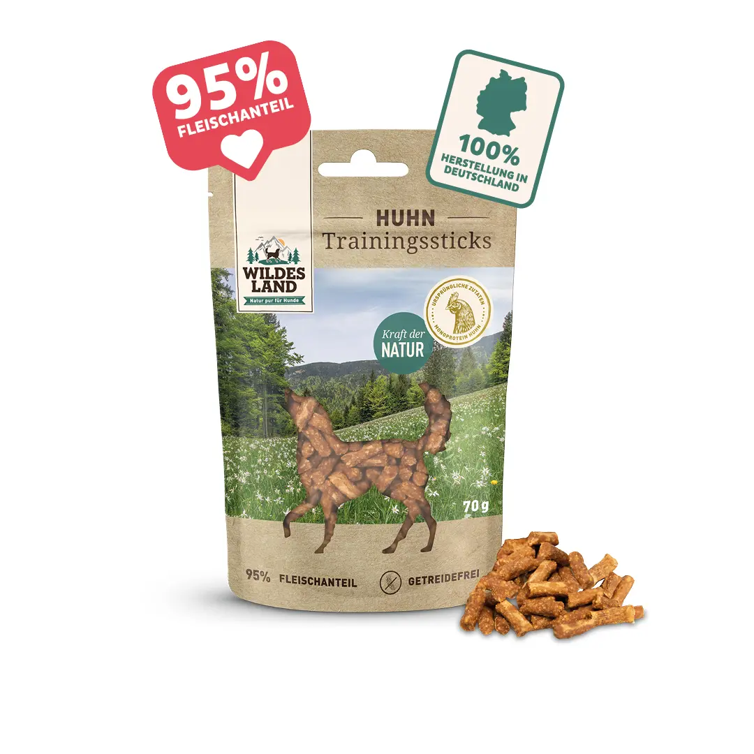 Wildes Land Trainingssticks für Hunde:Die perfekte Belohnung beim Training! Mit 70% Fleisch und 100% Herstellung in Deutschland!