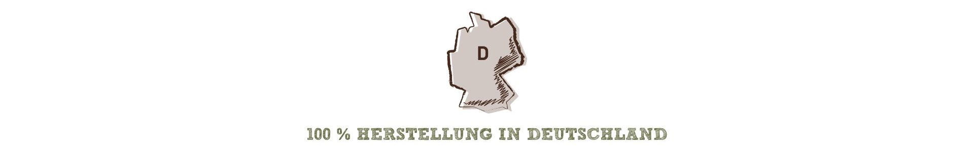 Headline 3: 100% Herstellung in Deutschland (Gründe Schrift mit passendem Icon, welches Deutschland darstellt)