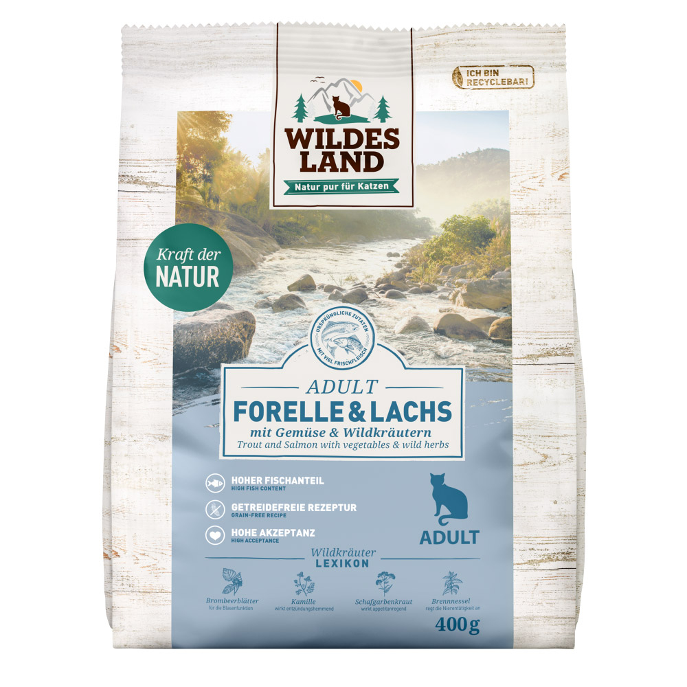 Freigestellte Produktdarstellung: Trockenfutter für Katzen - Classic Adult - Forelle & Lachs - 400g