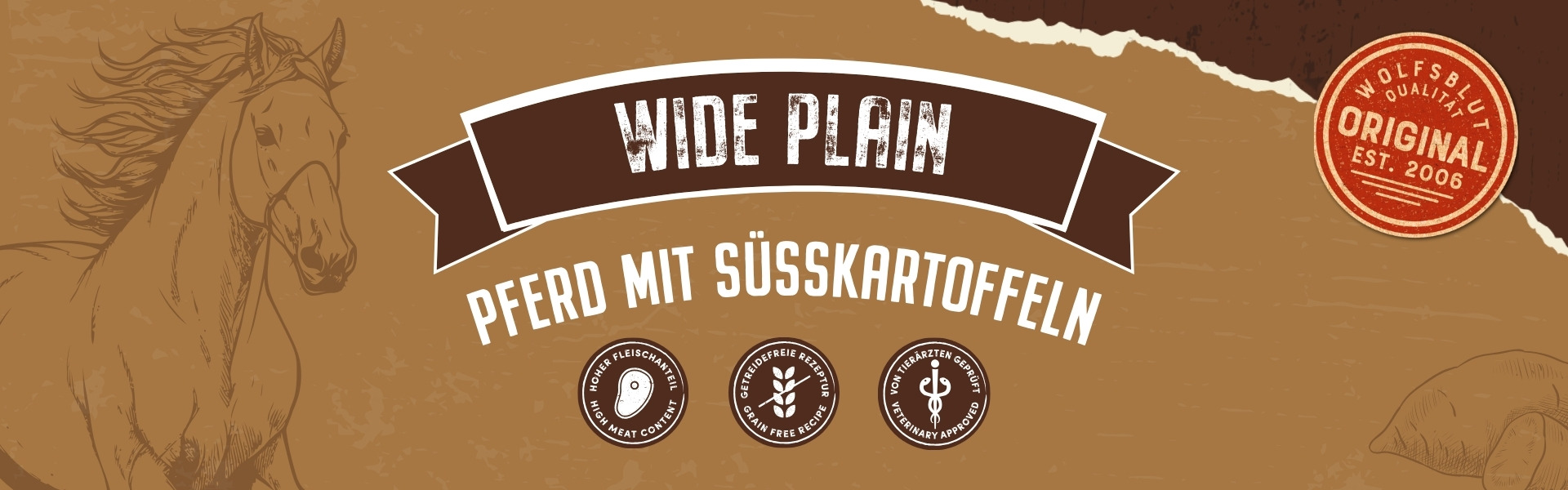 Wolfsblut Sorte Wide Plain - Pferdefleisch mit Süßkartoffeln