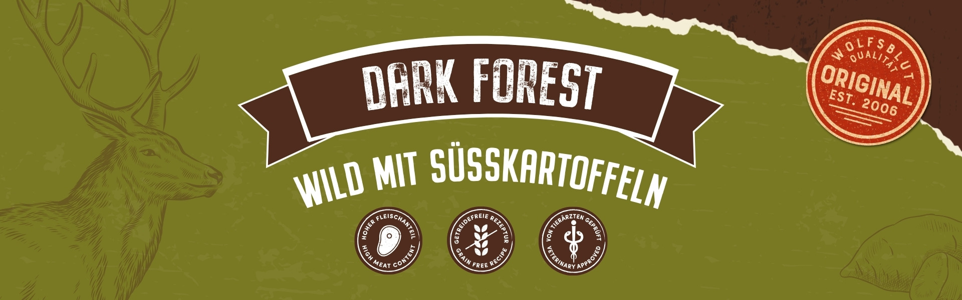 Wolfsblut Sorte Dark Forst - Wild mit Süsskartoffeln