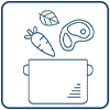 Icon Topf in den Zutaten reinfliegen