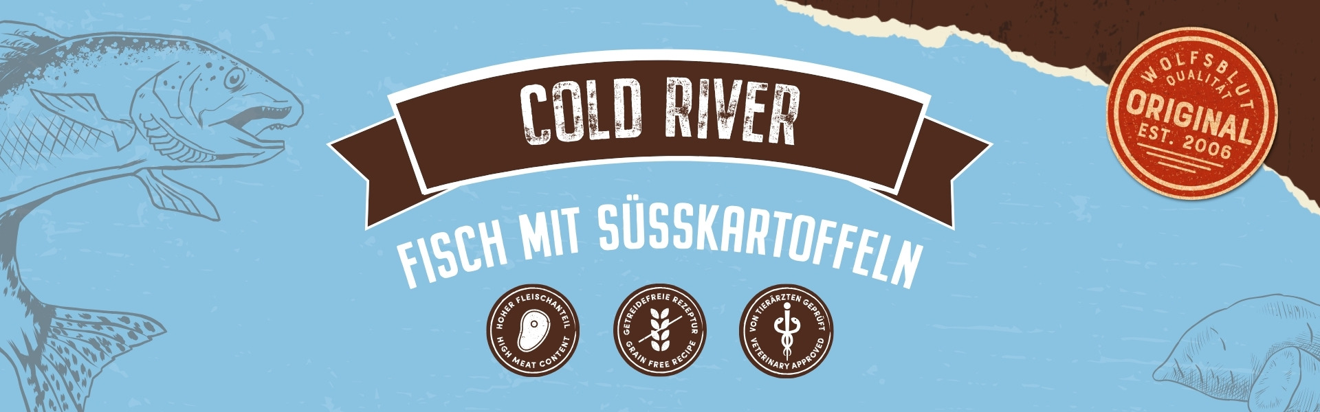 Wolfsblut Sorte Cold River – Forelle und Süßkartoffel