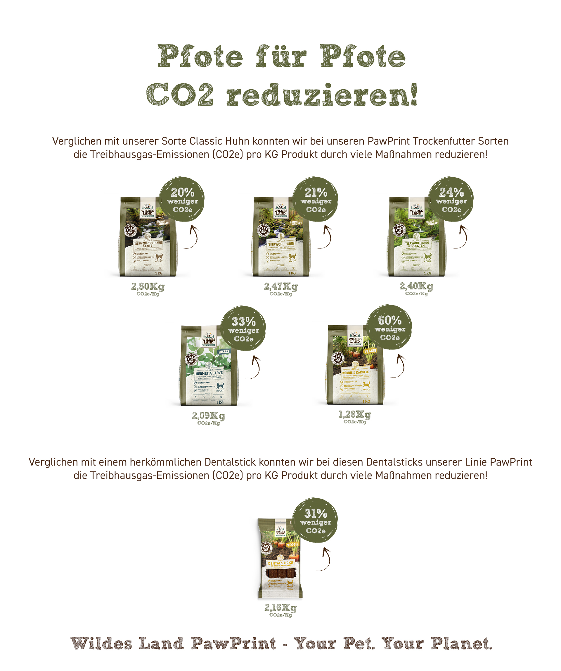 Visualiserung der einzelnen Produkte und ihrer CO2 Ersparnis