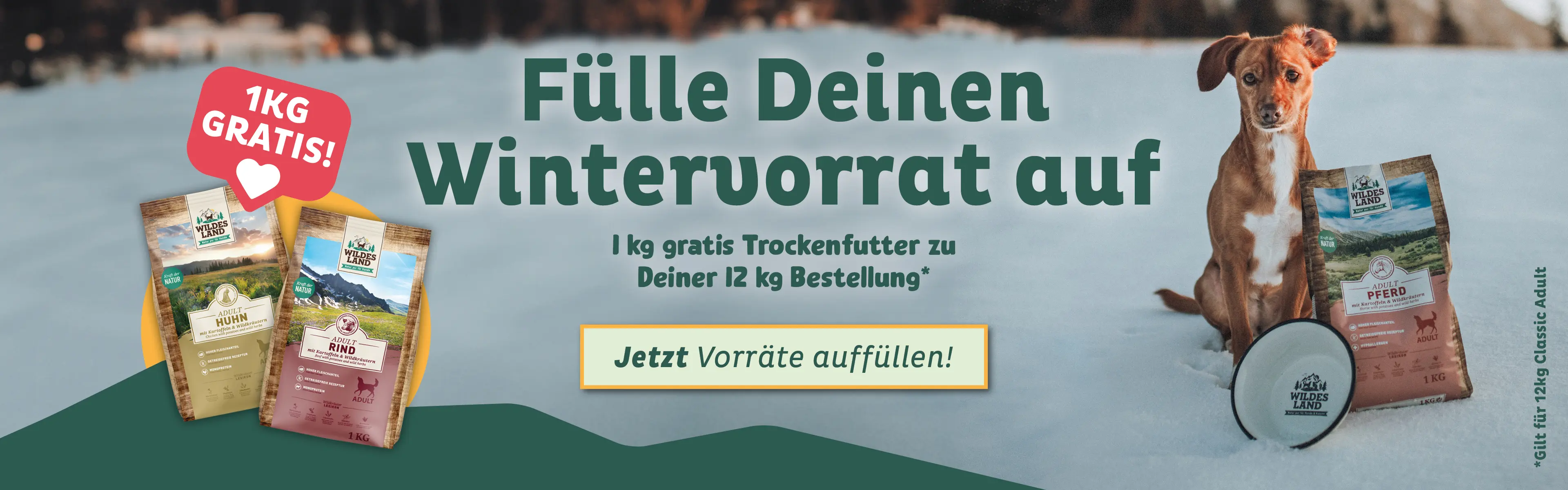 Banner für Trockenfutter Aktion 1 kg gratis